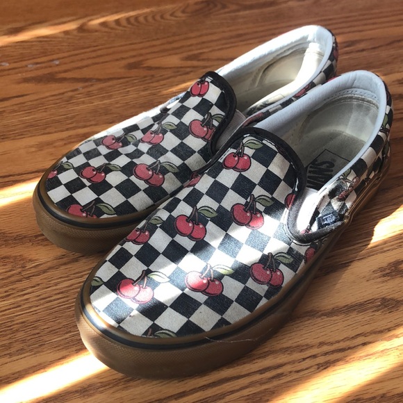 Vans Shoes - 🍒 🏁Cherry Checkered Slip on Vans